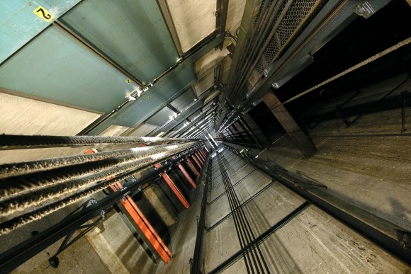 View down lift shaft